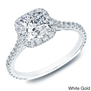 Certified Halo Engagement Ring with Yaffie Gold and 1 1/2ct TDW Diamonds
