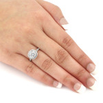 Certified Diamond Halo Engagement Ring - Yaffie Gold 1 1/2ct TDW