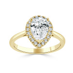 Golden Brilliance: Pear-Shaped 1 1/2ct TDW Diamond Engagement Ring by Yaffie