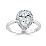 Golden Brilliance: Pear-Shaped 1 1/2ct TDW Diamond Engagement Ring by Yaffie