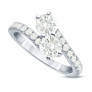 Golden Yaffie 1.5ct Diamond 2-Stone Engagement Ring with Round-Cut and 4-Prong Setting