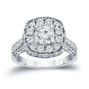 Golden Yaffie with 1.5ct of Sparkling Diamonds in a Halo Setting Engagement Ring