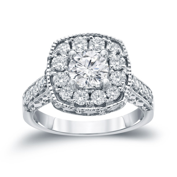 Golden Yaffie with 1.5ct of Sparkling Diamonds in a Halo Setting Engagement Ring