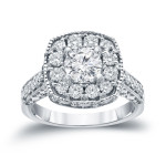 Golden Yaffie with 1.5ct of Sparkling Diamonds in a Halo Setting Engagement Ring