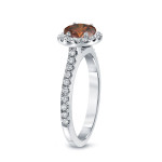 Engagement Ring with Brown Diamond Halo and 1 1/3ct TDW Round Cut Gold by Yaffie