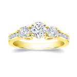 Gold Yaffie Three Stone Diamond Ring with 1 1/3ct TDW Round Cut