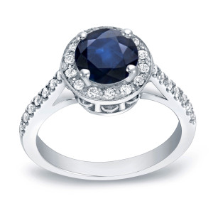 Golden Glamour: 1.25ct Blue Sapphire & 0.33ct Diamond Engagement Ring