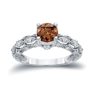 Engage Stunningly with Yaffie Gold 1 1/4ct TW Brown & White Diamond Ring
