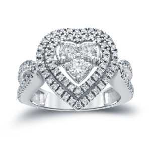 Gold Yaffie Engagement Ring with 1 1/6ct Round Diamond Halo