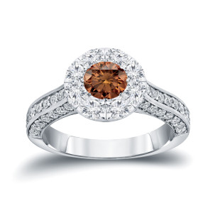 Brown and White Diamond Engagement Ring with 1 3/4ct TDW by Yaffie Gold