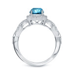 Say 'I Do' with Yaffie Gold Blue Diamond Halo Ring - 1.375ct of Sparkling Perfection