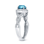 Say 'I Do' with Yaffie Gold Blue Diamond Halo Ring - 1.375ct of Sparkling Perfection