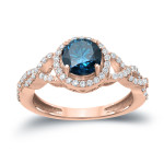 Say 'I Do' with Yaffie Gold Blue Diamond Halo Ring - 1.375ct of Sparkling Perfection