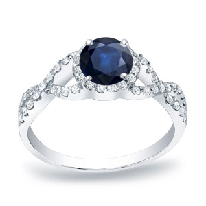 The Spectacular Yaffie Gold Engagement Ring with a 1/2ct Blue Sapphire and 1/3ct TDW Round Diamond
