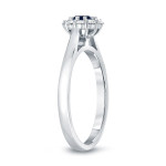 Blue Sapphire and Diamond Halo Engagement Ring