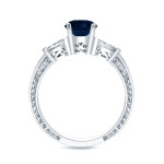Blue Sapphire and Round Diamond Engagement Ring with 1/2ct and 1/3ct TDW in Yaffie Gold