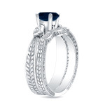 Blue Sapphire and Round Diamond Engagement Ring with 1/2ct and 1/3ct TDW in Yaffie Gold