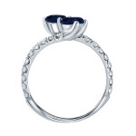 Gold Yaffie 2-Stone Engagement Ring with 1/2ct Blue Sapphire and 1/4ct TDW Diamond in a Classic 4-Prong Setting