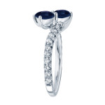 Gold Yaffie 2-Stone Engagement Ring with 1/2ct Blue Sapphire and 1/4ct TDW Diamond in a Classic 4-Prong Setting
