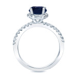 Blue Sapphire and Round Diamond Bridal Ring Set with 1/2ct and 3/4ct TDW in Yaffie Gold