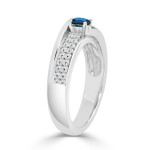 Blue Round Diamond Engagement Ring with Yaffie Gold, 1/2ct TDW