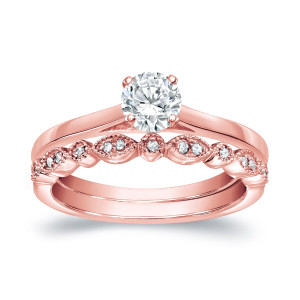 Vintage Style Wedding Ring Sets with Yaffie Gold and 1/2ct TDW Diamonds
