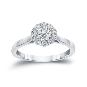Sparkling Yaffie Gold Halo Diamond Engagement Ring - 1/2ct TDW