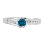 Blue Diamond Tension 1/2ct Engagement Ring - Yaffie Gold