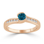Blue Diamond Tension 1/2ct Engagement Ring - Yaffie Gold