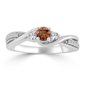 Twisted Brown Diamond Engagement Ring - Yaffie Gold, 1/3ct TDW