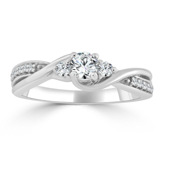 Sparkling Yaffie Gold Twisted Engagement Ring with 1/3 Carat of Diamonds