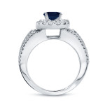 Sparkling Blue Sapphire and Diamond Cluster Ring with 1/4ct each