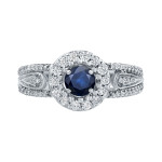 Sparkling Blue Sapphire and Diamond Cluster Ring with 1/4ct each