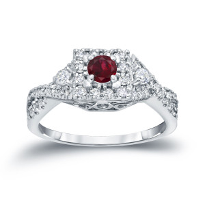 Ruby and Diamond Engagement Ring with 1/4ct Gold Yaffie Sparkle and 2/5ct TDW