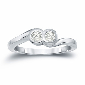 Shimmering Yaffie Gold 1/4ct TDW 2-Stone Diamond Ring - Perfect for Engagement!