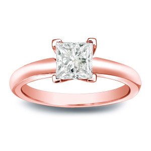 Engagement Ring with Princess-cut Diamond and V-End, Yaffie Gold, 1/4ct TDW