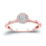 Sparkling Yaffie Gold Diamond Halo Engagement Ring, 1/4ct Total Weight