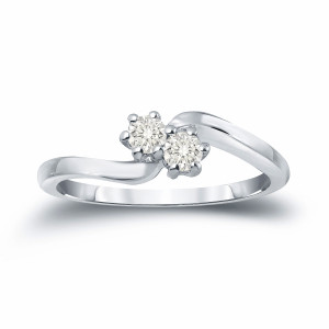 Golden Yaffie Two-stone Diamond Engagement Band with 1/4ct TDW