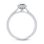 Sparkling Blue Sapphire and Diamond Halo Engagement Ring by Yaffie Gold