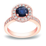 Blue Sapphire & Diamond Engagement Ring with Yaffie Gold
