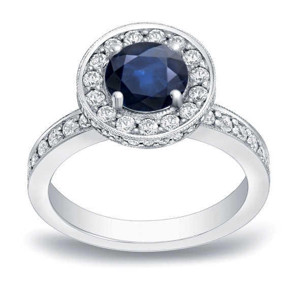 Blue Sapphire & Diamond Engagement Ring with Yaffie Gold