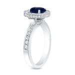 Blue Sapphire & Diamond Engagement Ring with Yaffie Gold