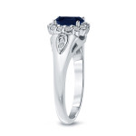Sparkling Blue Sapphire Diamond Engagement Ring