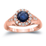 Sparkling Blue Sapphire Diamond Engagement Ring