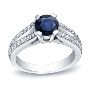Gold and Sapphire Ring with Diamond Accents for Engagements - Yaffie