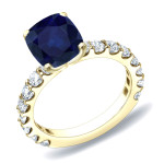 Engage in Elegance with Yaffie Gold: Blue Sapphire & Diamond Ring 2ct Total Weight