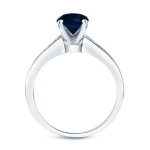 Blue Sapphire and Diamond Engagement Ring with a Touch of Yaffie Gold