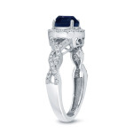 Blue Sapphire and Diamond Engagement Ring with a Halo