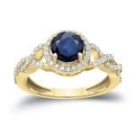Blue Sapphire and Diamond Engagement Ring with a Halo
