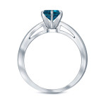 Blue Diamond Solitaire Engagement Ring with 1ct TDW and 6-Prong Round Cut by Yaffie Gold